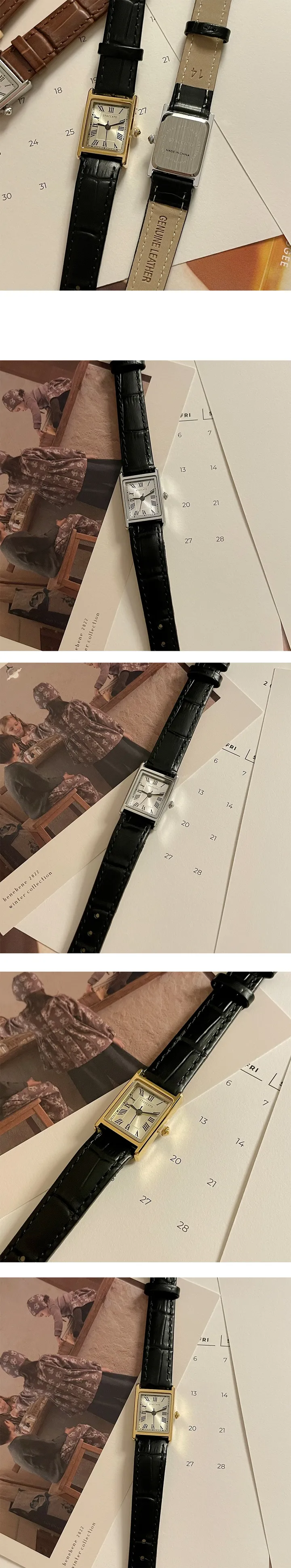 스퀘어 리얼소가죽 엔틱 손목시계 (4color) *Medusa 상세 이미지 5