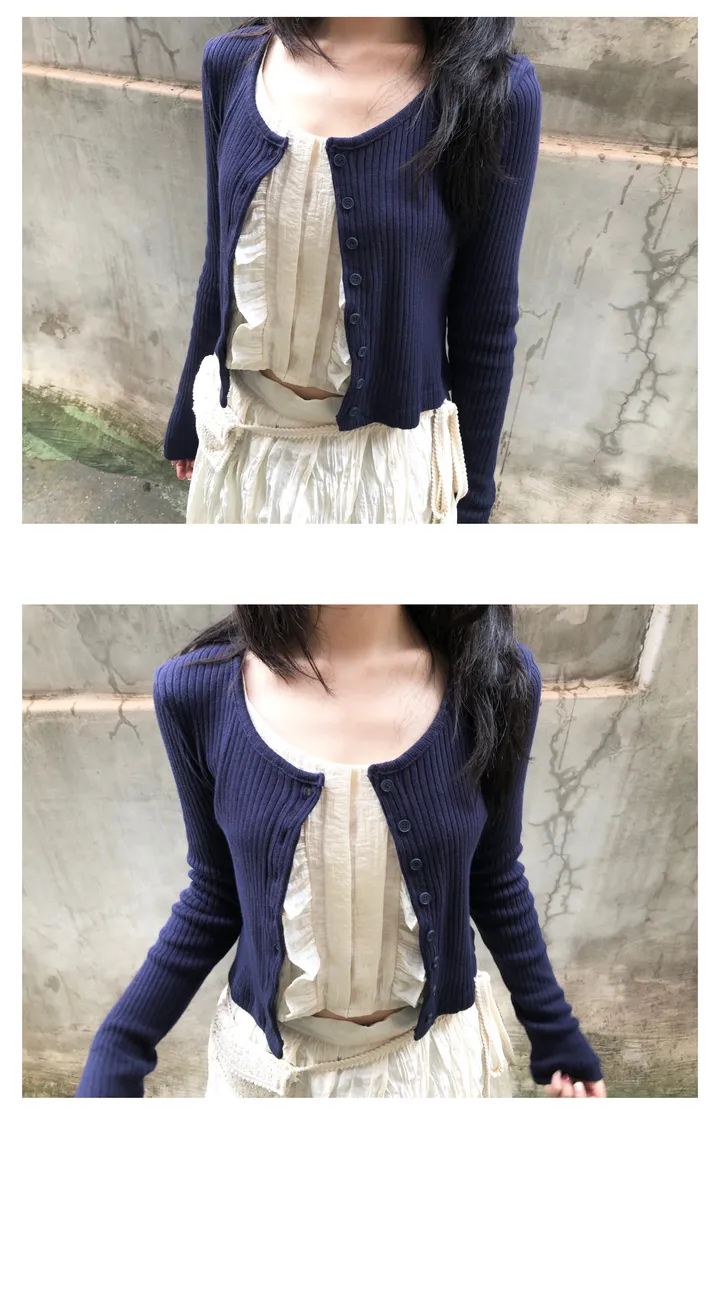 cotton golgi u-neck cardigan (4color) / 코튼 골지 유넥 가디건 상세 이미지 7