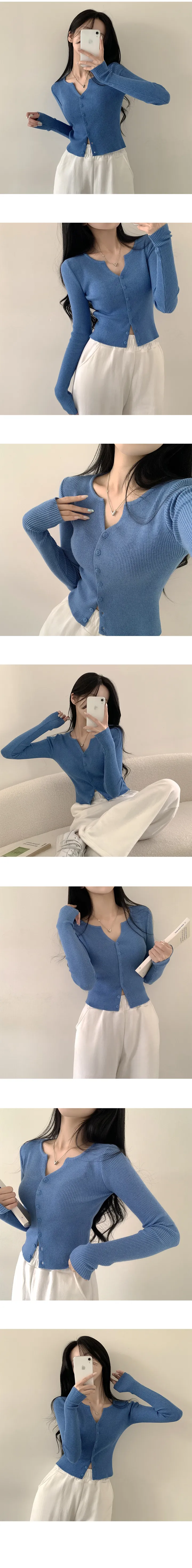 [말라보이는~/부드러워요] 기분 좋은 핏감, 골지 슬림핏 크롭 긴팔 니트가디건 (8color) 상세 이미지 9