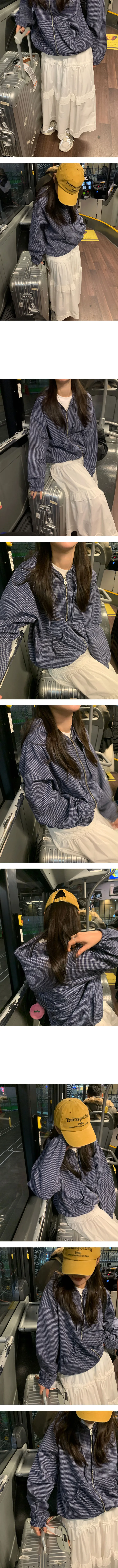 [주문폭주🤍/간절기자켓]콤마 체크 리본 스트링 바람막이 후드셔츠 자켓 - 2color 상세 이미지 7