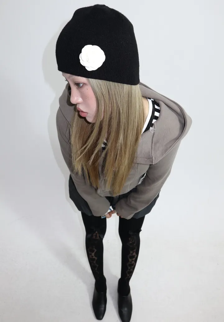 🖤 FLOWER B&W BEANIE 플라워 비니 (2 colors) 상세 이미지 23