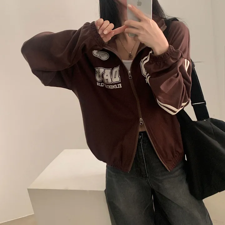 [후기보장*.*/🤎] 필드 라인 배색 투웨이 카라 레터링 집업,점퍼 - 4color 상세 이미지 4