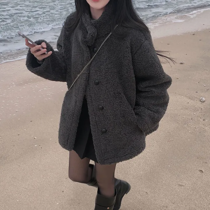 [왕아방핏🤎/주문폭주✨]후회없는 선택,푸들 양털 오버핏 하프 스웨이드 퍼자켓,코트 상세 이미지 82