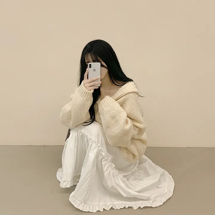 [폭닥~/귀여움🧸] 오버핏 파스텔 도톰 니트 후드가디건 봄신상 빅사이즈 상세 이미지 14