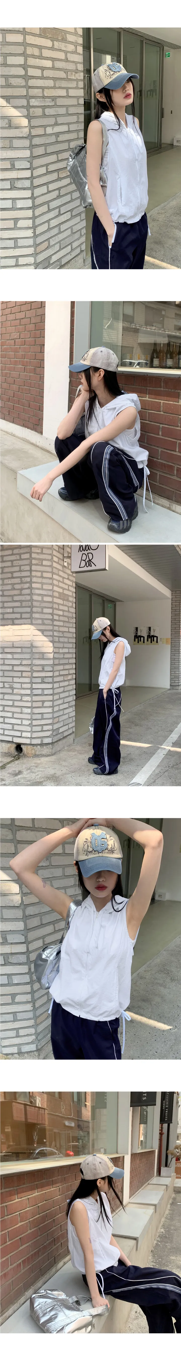 코닐 y2k 워싱 자수 패치 배색 볼캡 모자 상세 이미지 2