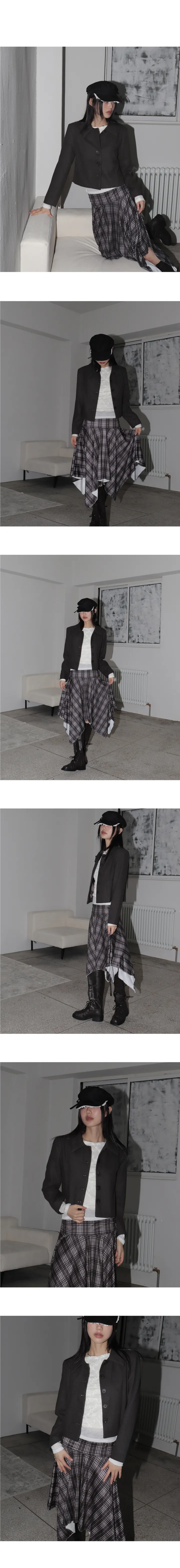 [봄ver추가🤍/MADE] 사에 베이직 피치기모 절개 카라 숏 자켓 상세 이미지 5