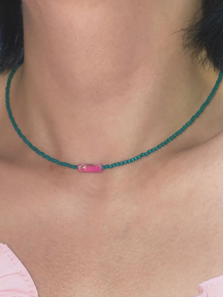 *롱기장 추가!* 워터멜론 캐츠아이 원석 목걸이(1color) 상세 이미지 7