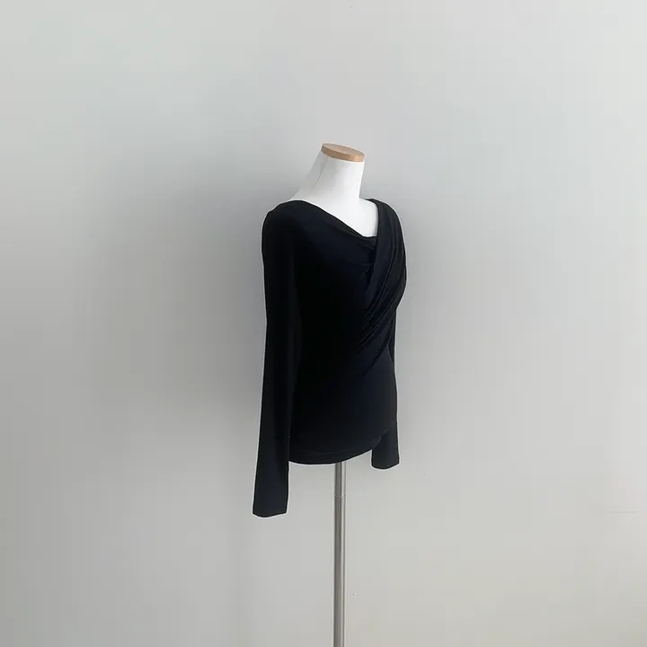 [🚀당일발송🚀]💗MADE💗 글램 촉촉 셔링 오프숄더 슬림 티셔츠 5color 상세 이미지 45
