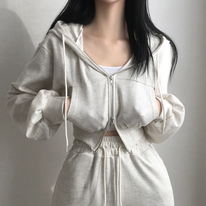 만족도100% 휘뚤마뚤 무지 투웨이 크롭후드집업 4color 상세 이미지 34