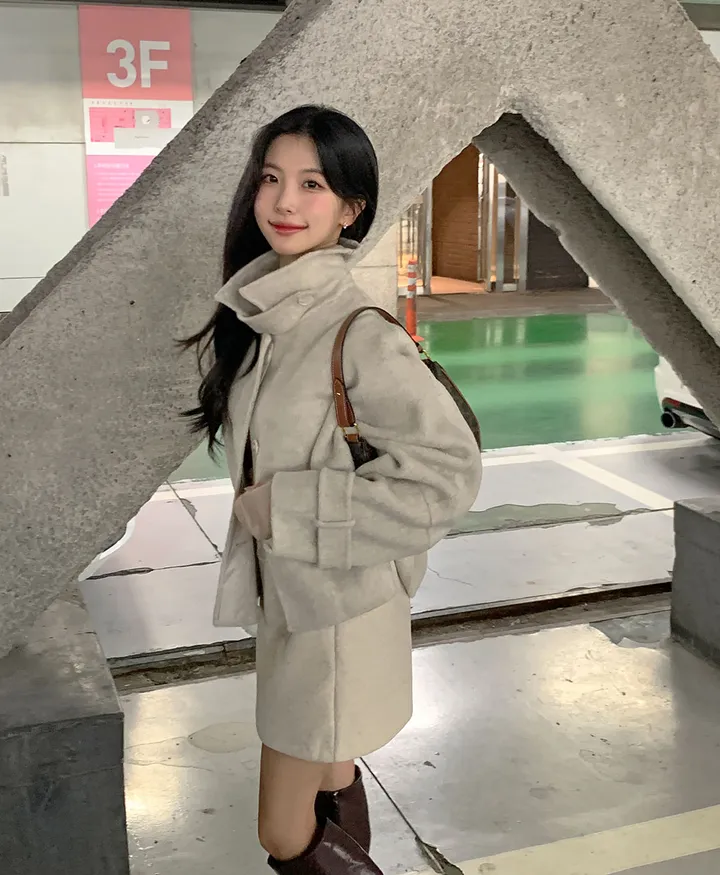 [울100/made💫] 세린 하이넥 나그랑 핸드메이드 숏코트 상세 이미지 14