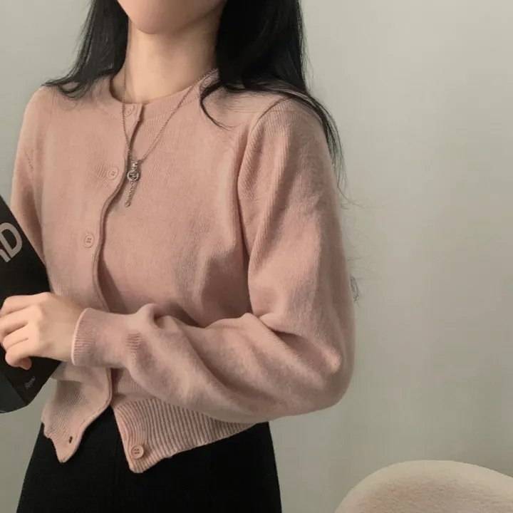 [데일리감성/고퀄!] 어뮤즈 라운드 무지 베이직 니트가디건 - 10color 상세 이미지 32