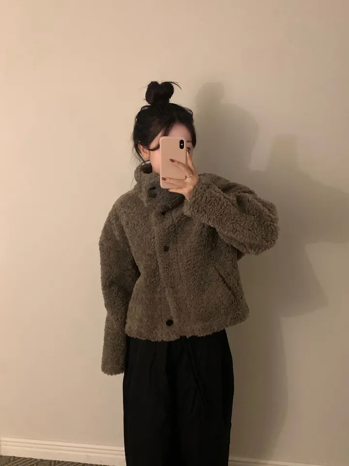 [문의폭주🐻] 베어 버튼 뽀글이 퍼 숏코트 자켓 / 누빔 코트 자켓 - 3color 상세 이미지 18