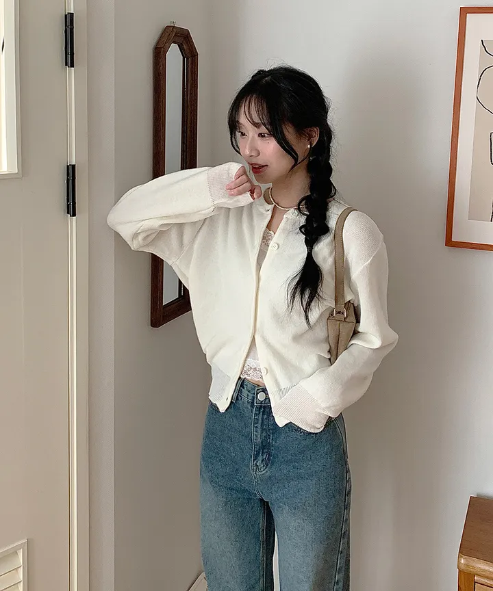 [데일리강추💗] 블러 라운드넥 가디건 봄 가을 / 출근룩 긴팔니트 봄가디건 가을가디건 하객룩 데일리룩 클래식블랑 상세 이미지 48