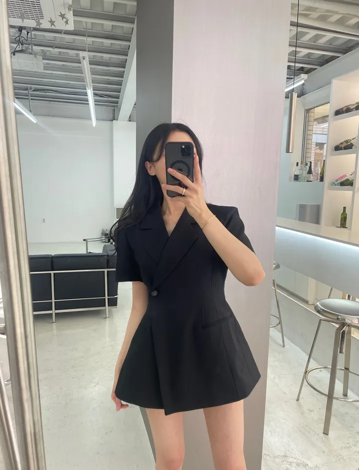 [무조건‼️/여름하객룩/체형보정] 반팔 랩 라인 자켓 3color 상세 이미지 4