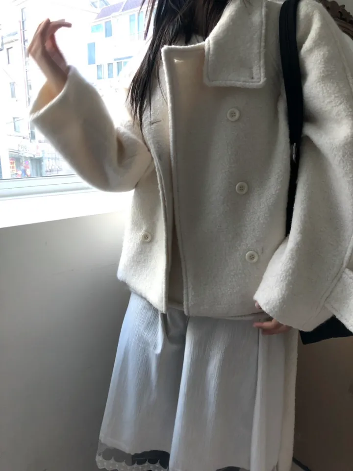 *아이당일*하이넥 더블 숏코트(2color) 상세 이미지 16