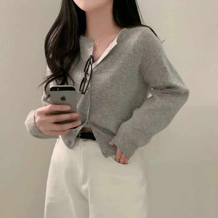 [기본템!/주문폭주🤍]기본에 충실한,시즌리스 베이직 라운드 크롭 스탠다드핏 가디건 상세 이미지 12