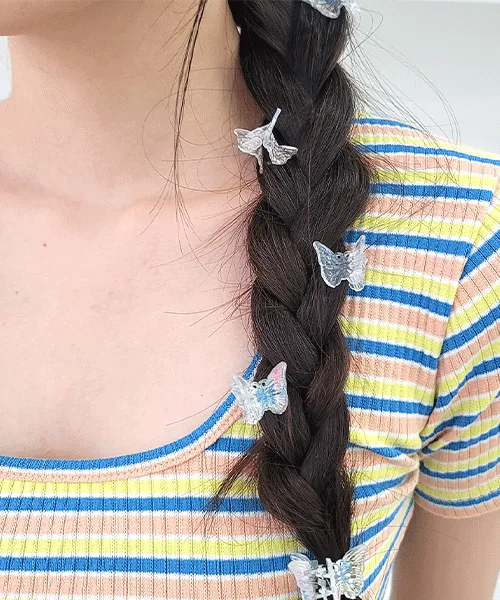 [협찬❤][10개] 투명 오로라 나비 집게핀 (23H117)