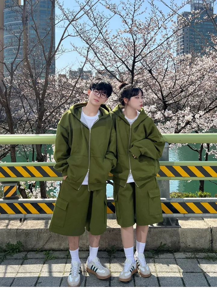 🌼당일출고🌼💗2000장 돌파💗[고퀄 핏대박/7Color/신상] 빅사이즈 투웨이 후드집업 카고 버뮤다 팬츠 트레이닝 세트 커플룩 시밀러룩 오버핏 꾸안꾸 트레이닝복 상세 이미지 23