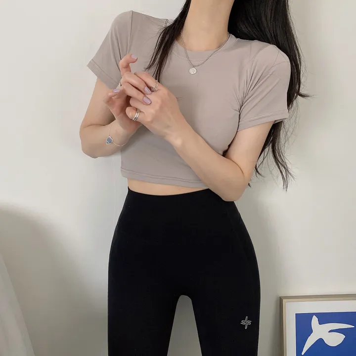 [쿨원단/크롭ver] 쿨 아이스 냉장고 필라테스 운동복 슬림 크롭 숏 반팔 티셔츠 상세 이미지 13