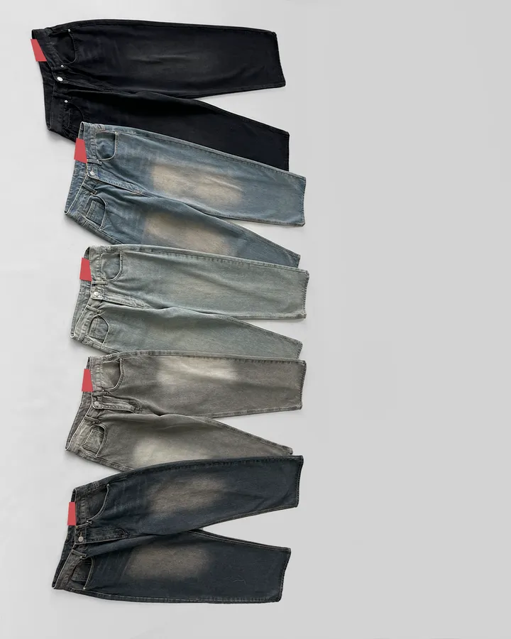[3기장/~3XL] 스모크 워싱 와이드 정핏 일자 캐쥬얼 데일리 데님 팬츠 바지 상세 이미지 113