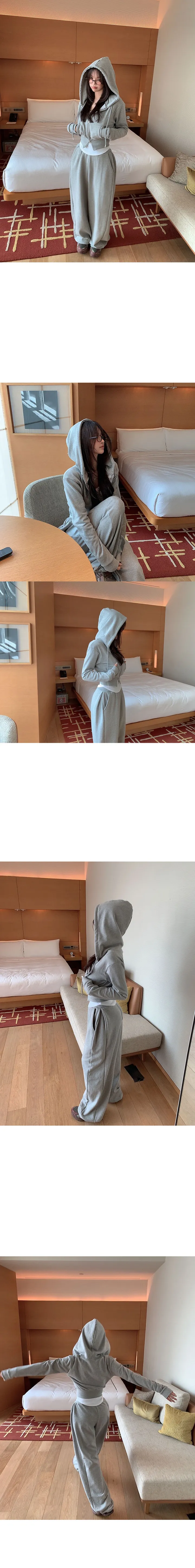 [MADE:자체제작]투웨이 후드집업 핀턱 와이드팬츠 세트[아담/롱ver,별도구매] 상세 이미지 10