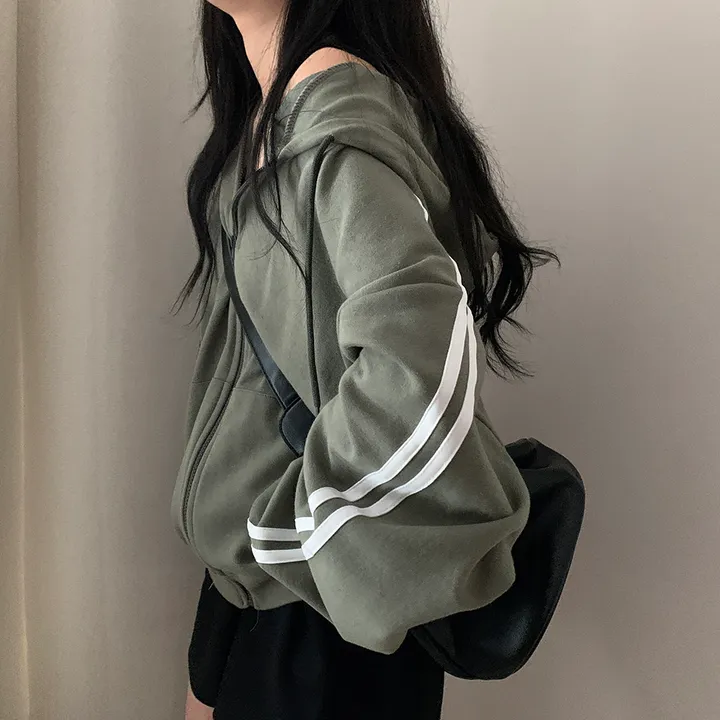 [루즈핏/꾸안꾸🖤] 키트 투라인 후드 집업 점퍼 상세 이미지 19