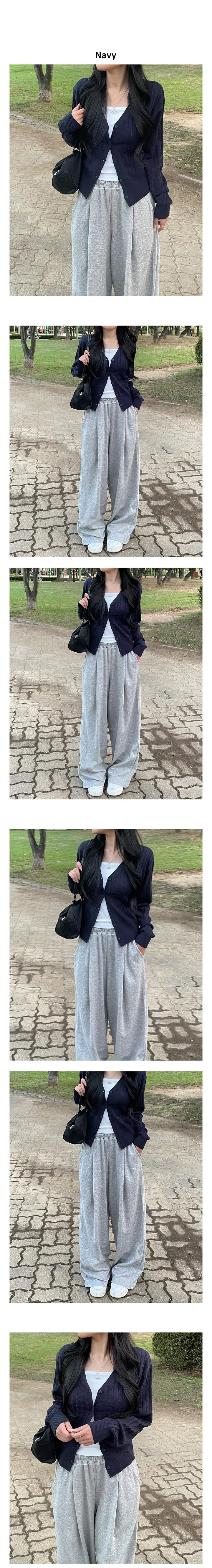 리제 심플 꽈배기 브이넥 니트 가디건 상세 이미지 6