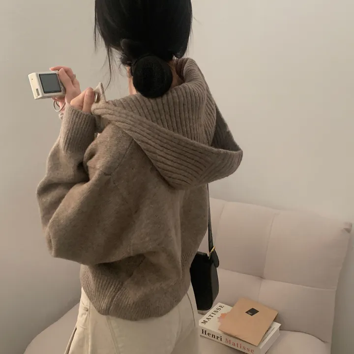 [부드러워요!/예쁨보장✨] 로아베 후드 버튼 하이넥 니트가디건 - 5color 상세 이미지 20