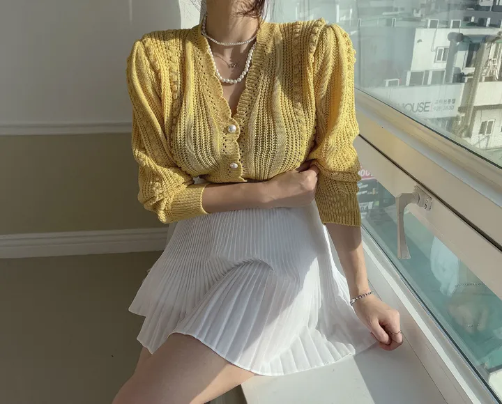 티에르 꽈배기 진주 가디건 상세 이미지 22