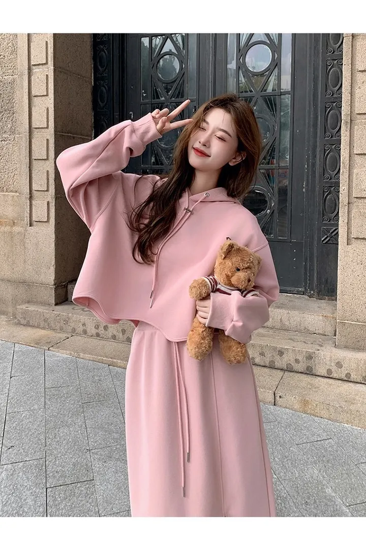 ❣️러블리❣️ 상하의 세트 후드티 치마 간절기 여리여리 귀염핏 여신핏 봄 가을 코디세트 트레이닝세트 트레이닝복 상세 이미지 2