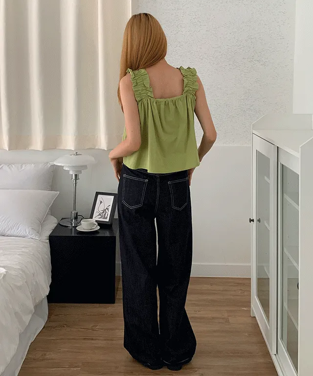 루아 프릴 밴딩 크롭 나시