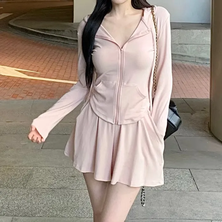 -3kg 몸매보정 트레이닝 세트 슬림핏 후드집업 밴딩반바지 상세 이미지 15