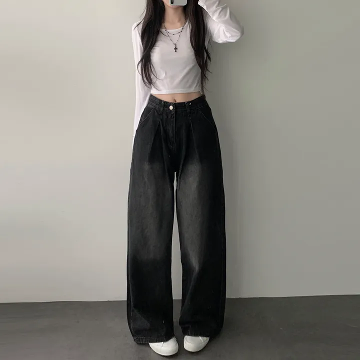 [인생핏/색감보장] 앞핀턱 빈티지 워싱 와이드 롱 데님 팬츠 청바지 상세 이미지 20
