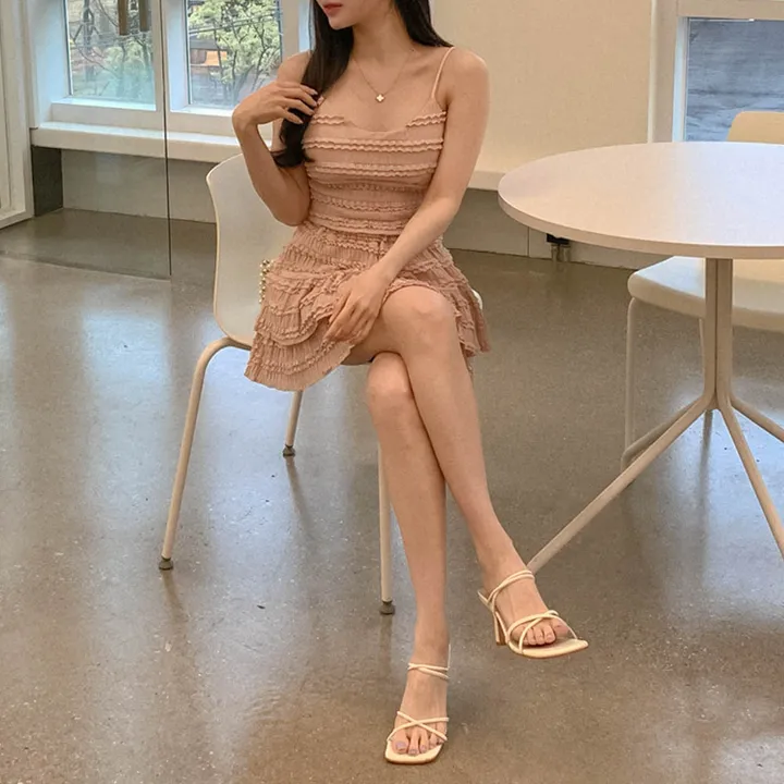 [나시스커트SET/고퀄ෆ러블리] 베링 레이스 프릴 뷔스티에 브이넥 캡 나시 + A라인 밴딩 캉캉 미니 스커트 투피스 세트 데이트룩 여행룩 바캉스룩 꾸안꾸 플리츠 발레코어 상세 이미지 27