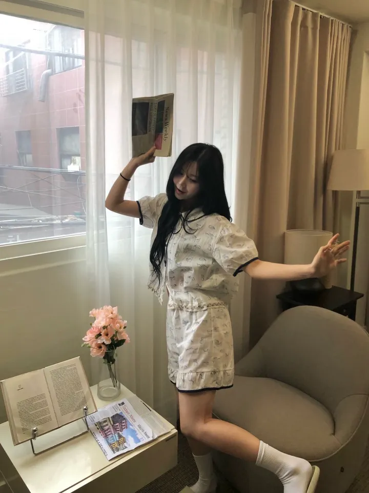 [🖤희귀템/당일출고🖤] 블랙 리본 야옹이 반팔 잠옷 세트 파자마 홈웨어 상세 이미지 10