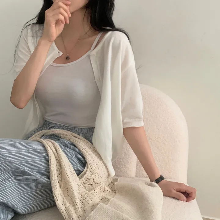[고급여름원단/데일리] 시원한, 뱀부 반팔 니트가디건 - 7color 상세 이미지 35