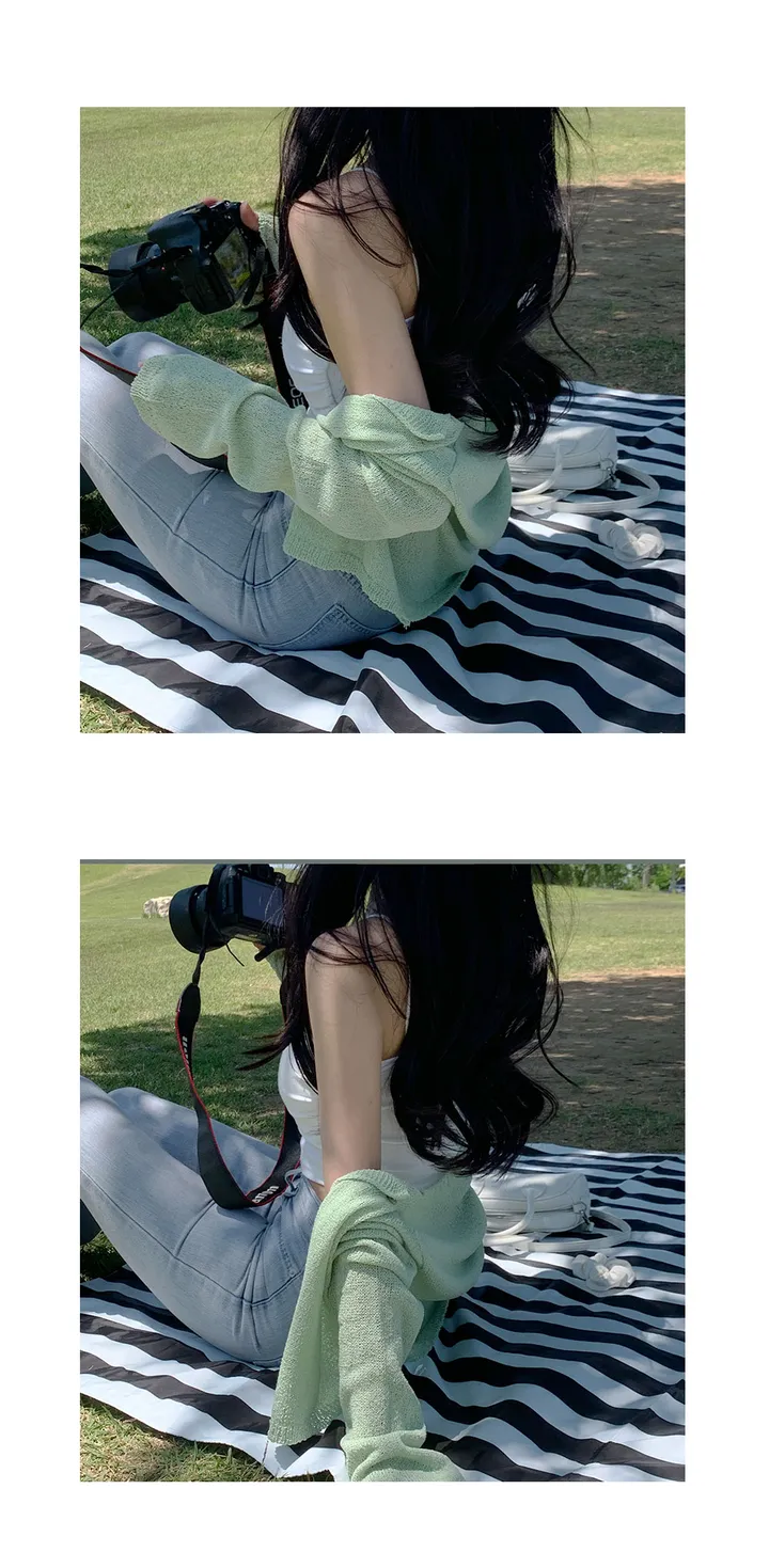 [살안타💖] 팝핑 솜사탕 니트 가디건크롭 시스루 레이어드 볼레로 커버업 부클 가디건 가을 간절기 아우터 살안타템 상세 이미지 22