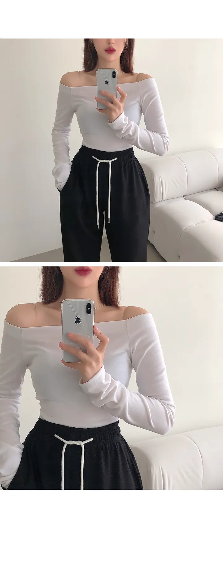 [인생컬러/여리핏] 우프 오프숄더 슬림핏 긴팔 티셔츠 봄티셔츠 봄신상 봄옷 가을티셔츠 가을옷 가을신상 상세 이미지 13