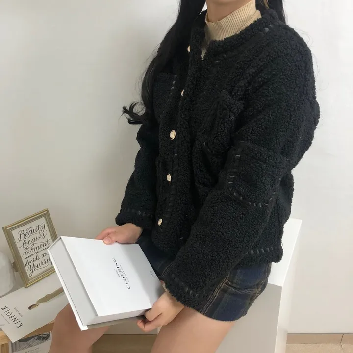 실물이 더 예쁜 3color: 트위드 양털 포켓 무스탕 자켓 상세 이미지 33