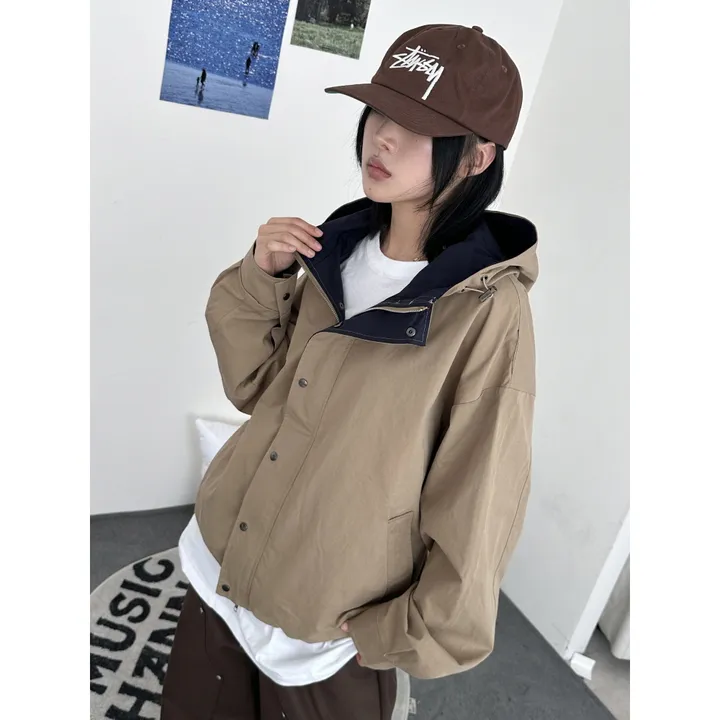 [UNISEX]라코 컬러 배색 포인트 빈티지 후드 야상 점퍼 자켓(3color) 상세 이미지 7