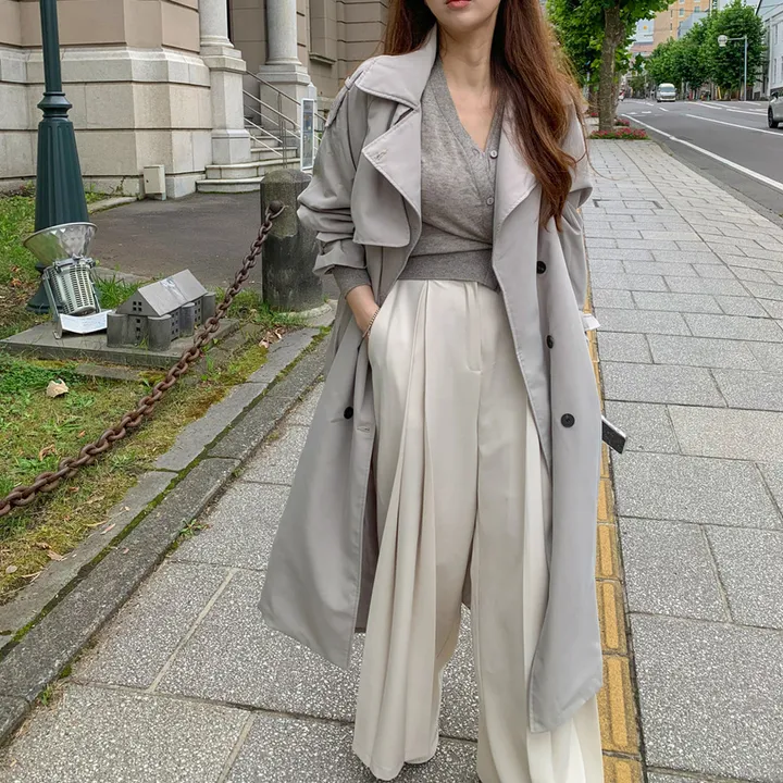 [허리잘록🍂타이SET] 브이넥 랩 니트 가디건 옆단추 이중 레이어드 긴팔 스카프 세트 봄 가을 간절기 여리핏 페미닌 데이트룩 하객룩 4COL 상세 이미지 41