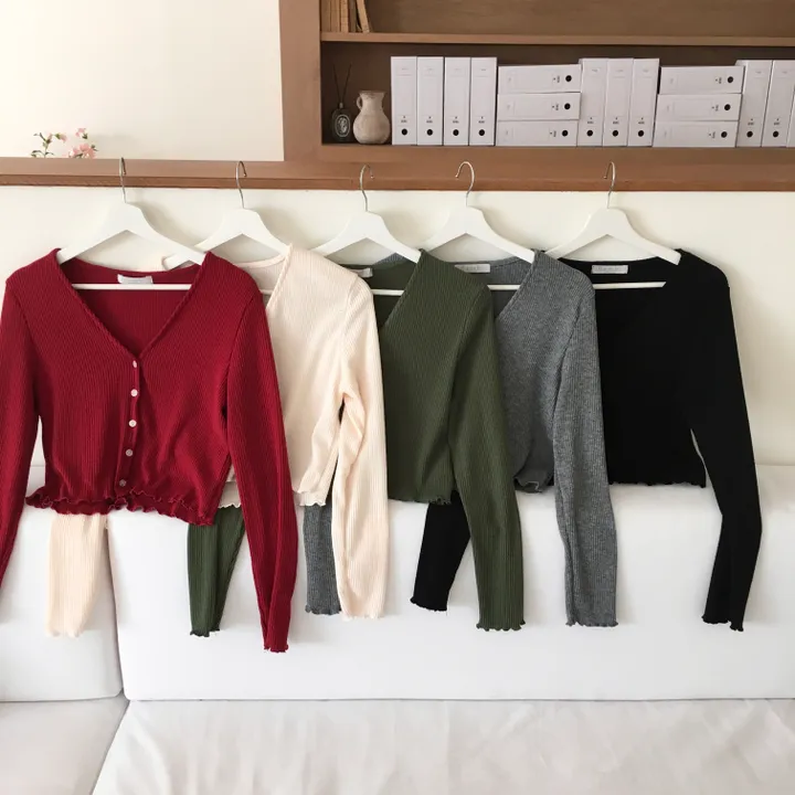 [ 색감예쁜 ] 카니 골지 레드 크롭 가디건 상세 이미지 24