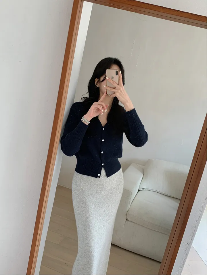 [봄신상/베이직/데일리] 빌리 브이넥가디건 7color 핑크그레이노랑 시보리 여리 니트 상세 이미지 42