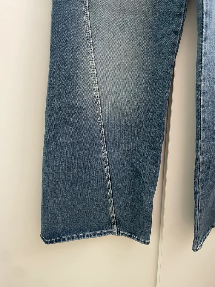 [개말라핏✨/~3XL/최저가] 사선 와이드 데님 일자청바지 하이웨스트 데님 체형커버 청바지-2col 상세 이미지 22