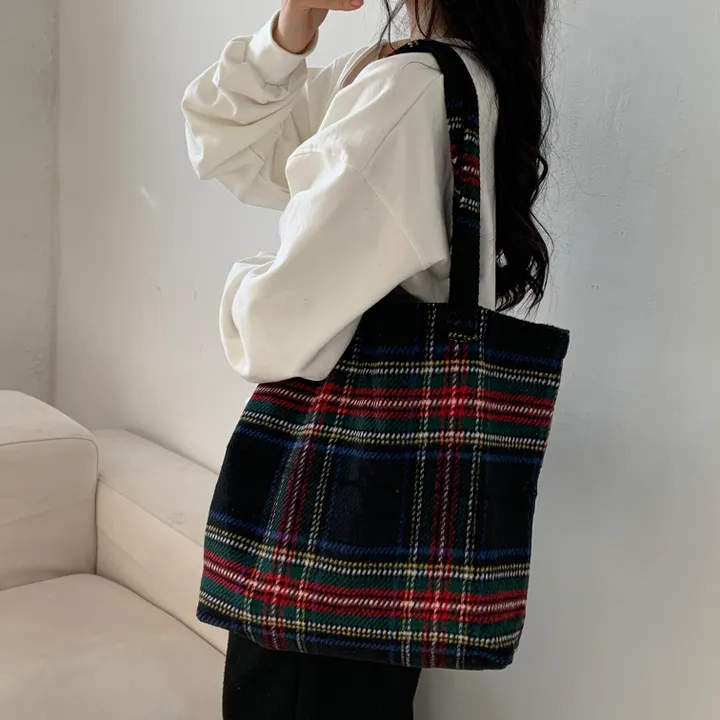 🌼2color🌼 윈터 체크 에코백🚚당일출고🚚 (그린, 네이비) 크리스마스, 연말파티, 겨울신상⛄︎ 상세 이미지 9