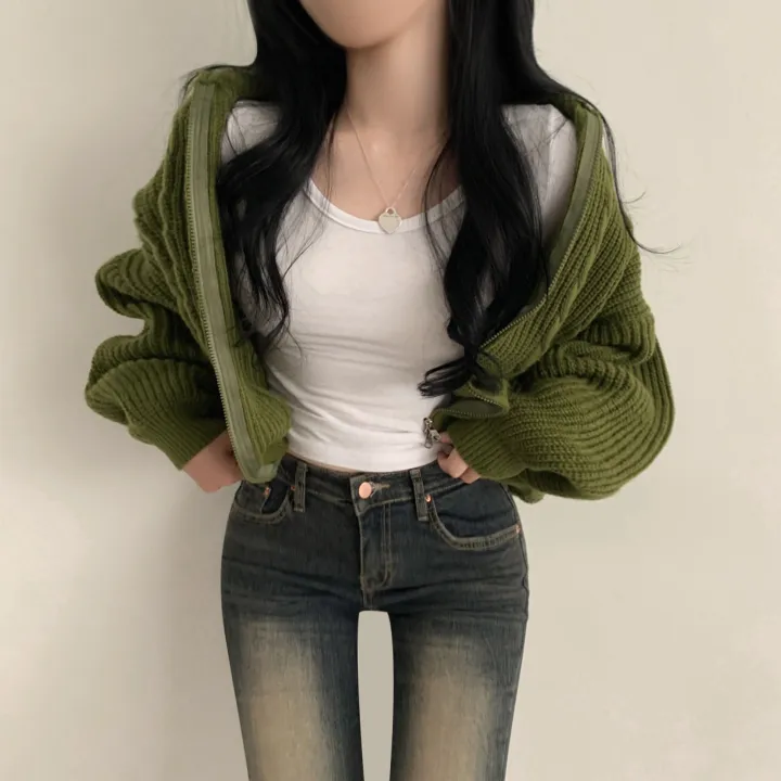 [가을꾸안꾸🍂!/아방핏] 투웨이 아방핏 가을무드 꽈배기 니트 크롭 집업 상세 이미지 7