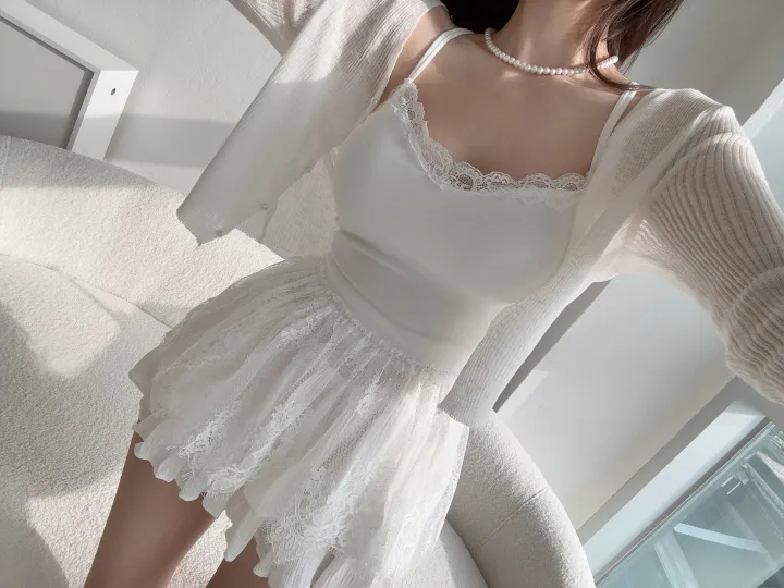 (8color) 【여리여리-!】 수채화 슬림핏 시스루 롱슬리브 진주 버튼 부클 가디건 상세 이미지 10