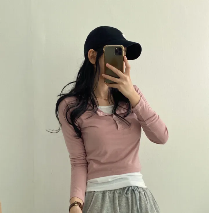 [2set/나시포함!] 단추 크롭 긴팔 세트 3color 상세 이미지 7