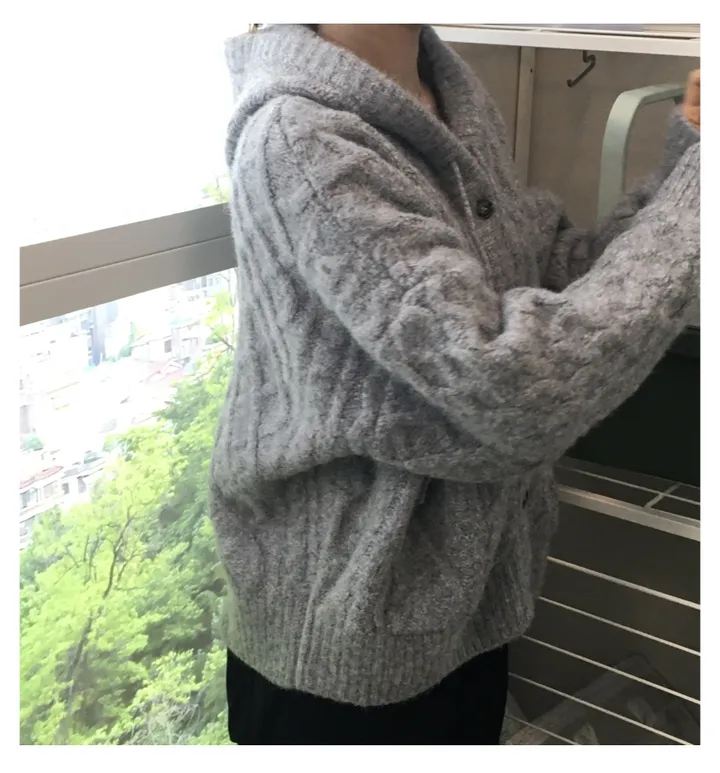 [포근한 무드] 폭닥 니트 후드 가디건 (2 color) 상세 이미지 34