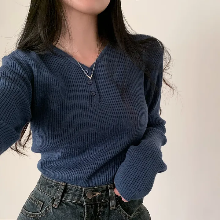 [4계절필수 디자인/연그레이 당일출고✨] 자체제작 #크치Made 젤리 버튼 트임 브이넥 골지 겨울 니트 긴팔티셔츠 - nt 상세 이미지 116